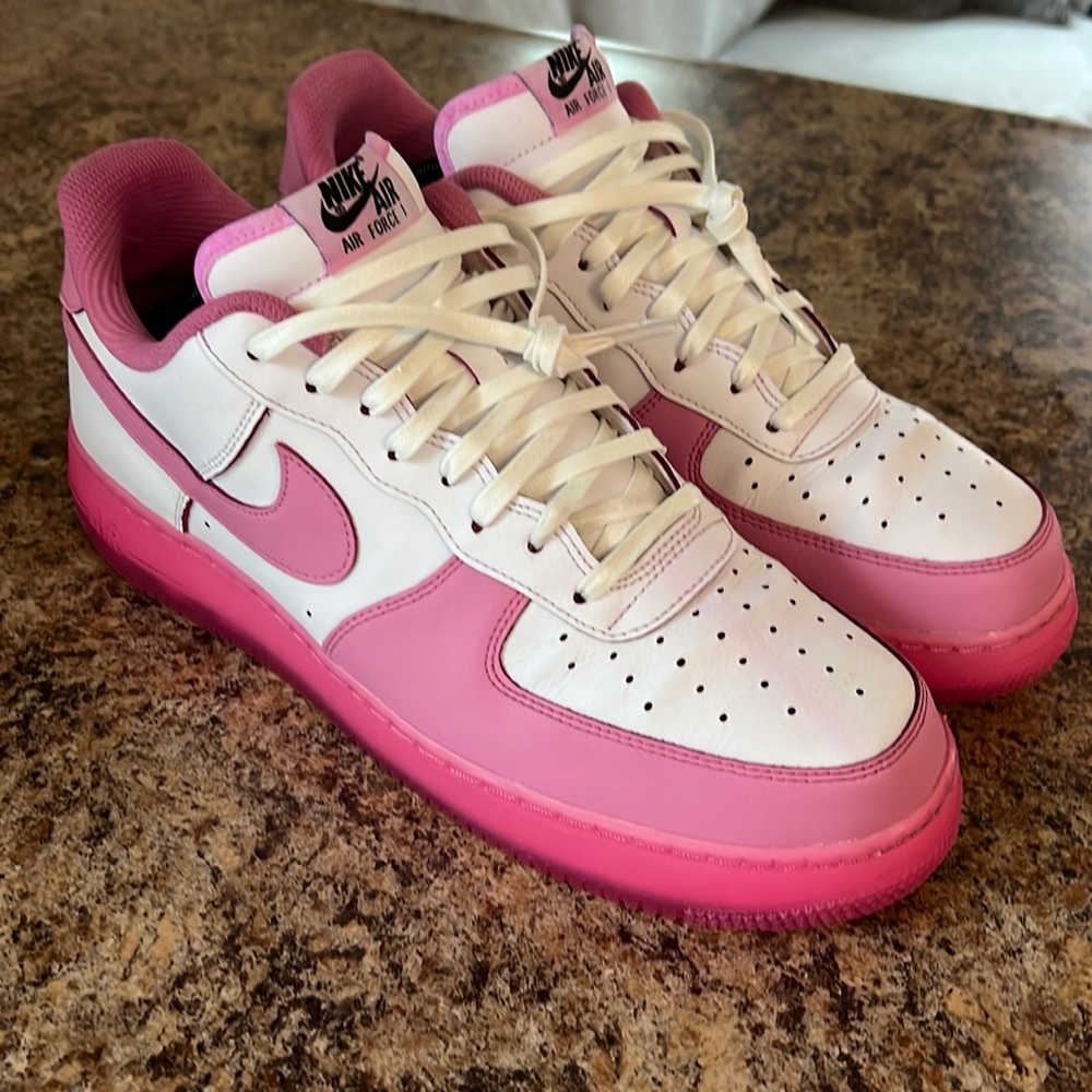 Custom White/Pink Air Force 1 WORN 2 TIMES size 12 (will ship immediately)